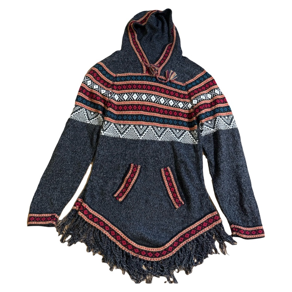 Women's Artesania Edm Alpaca Peruvian Hoodie, Size L (runs small), Charcoal